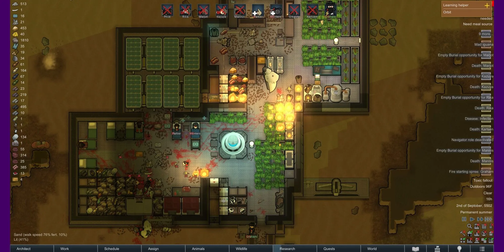 Thuộc địa RimWorld đứng trước thảm họa với hỏa hoạn và xác Mechanoid