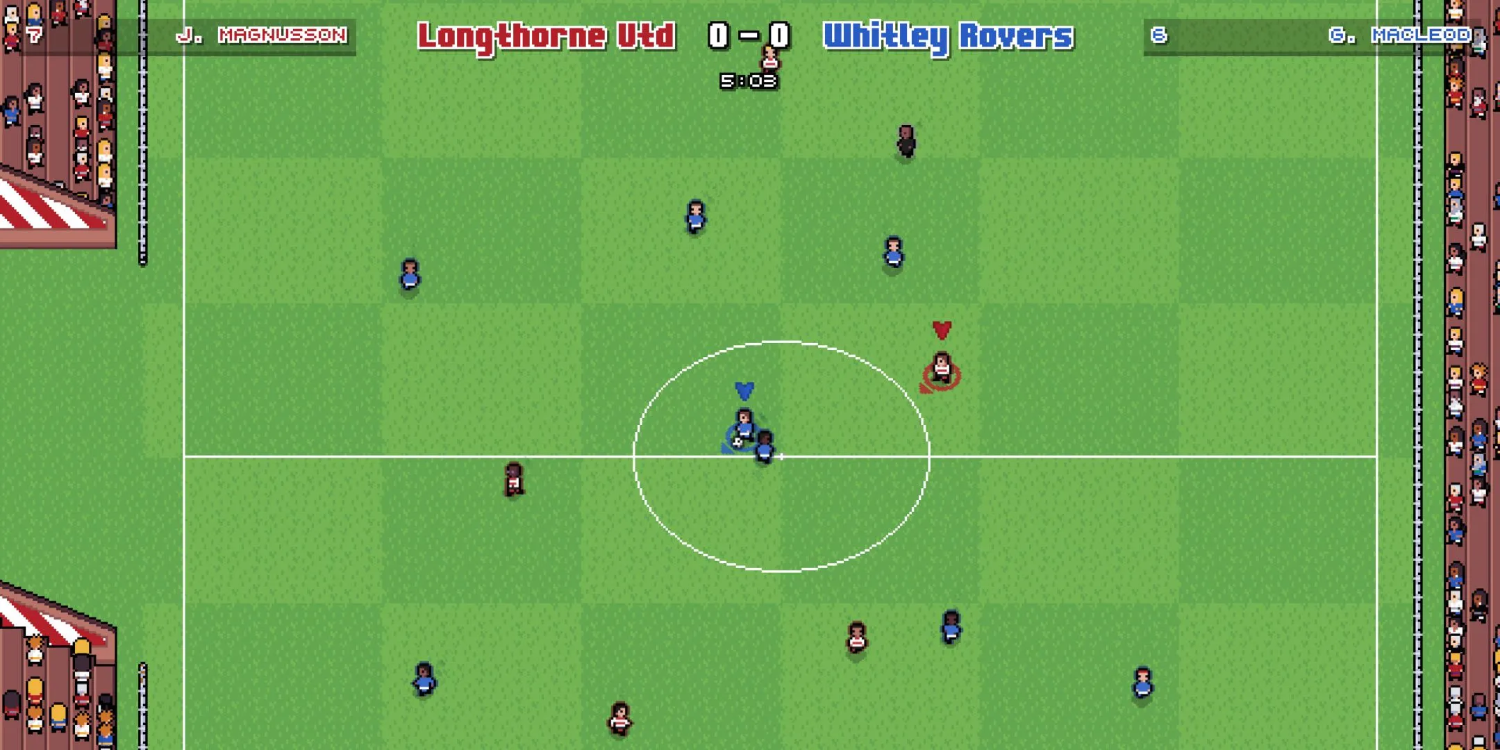 Trận đấu kịch tính giữa Longthorne Utd và Whitley Rovers trong tựa game Bang Average Football