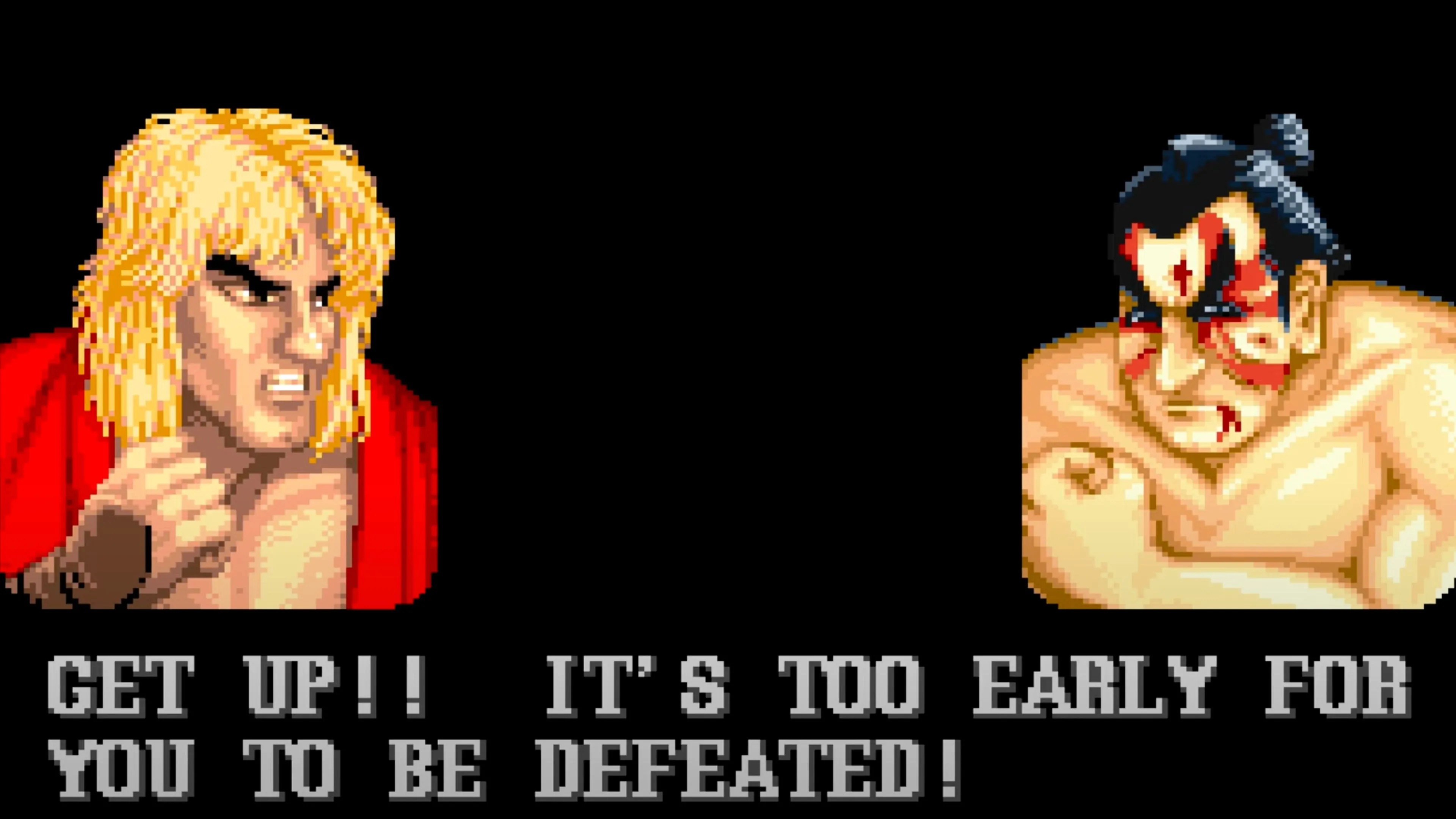 Trận đấu kịch tính trong Street Fighter 2, nhân vật chuẩn bị tung chiêu đặc biệt.