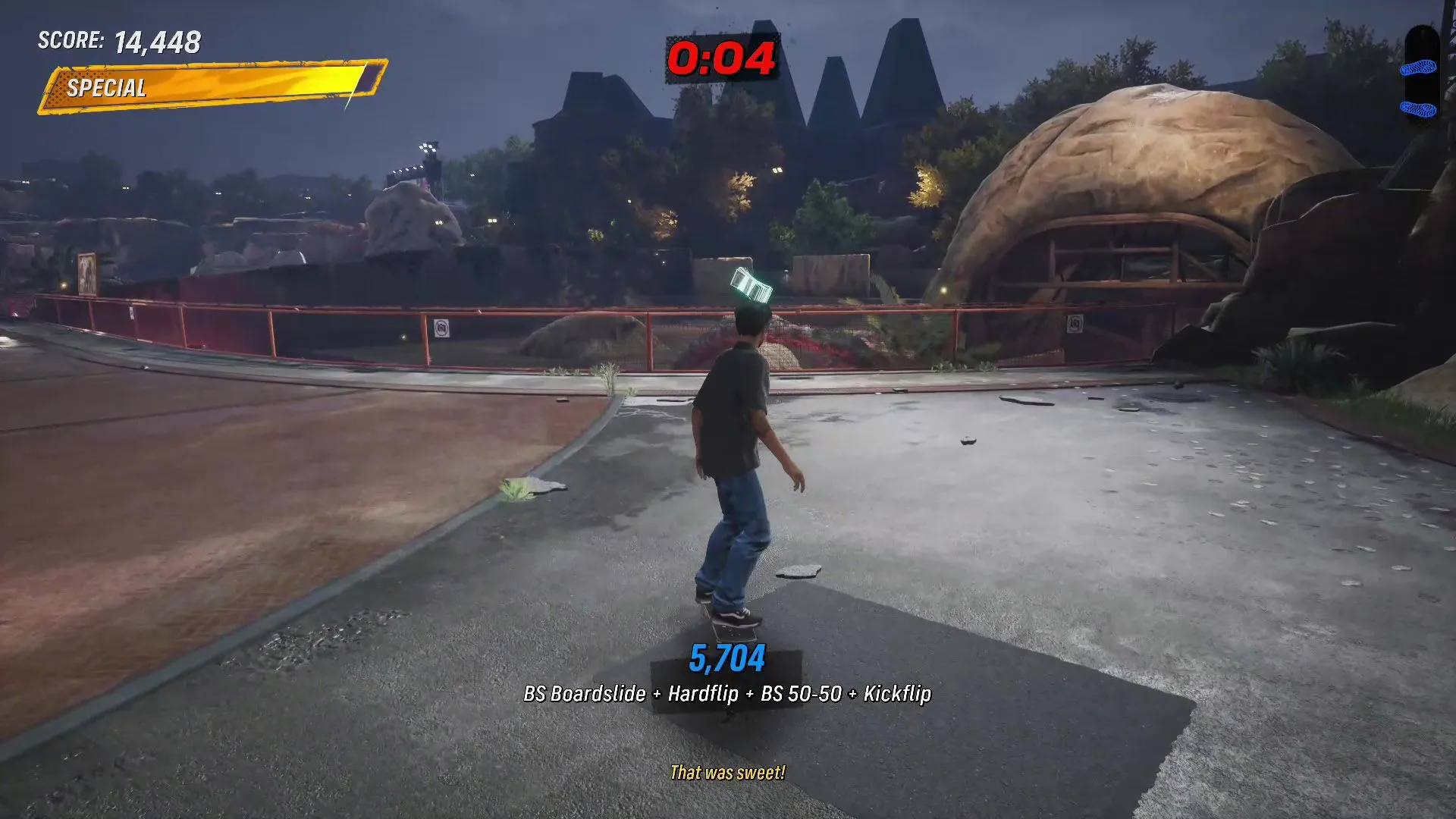 Vị trí Cash thứ ba tại hang sư tử, yêu cầu grind trên khúc gỗ để chạm tới trong Tony Hawk's Pro Skater 3 + 4.