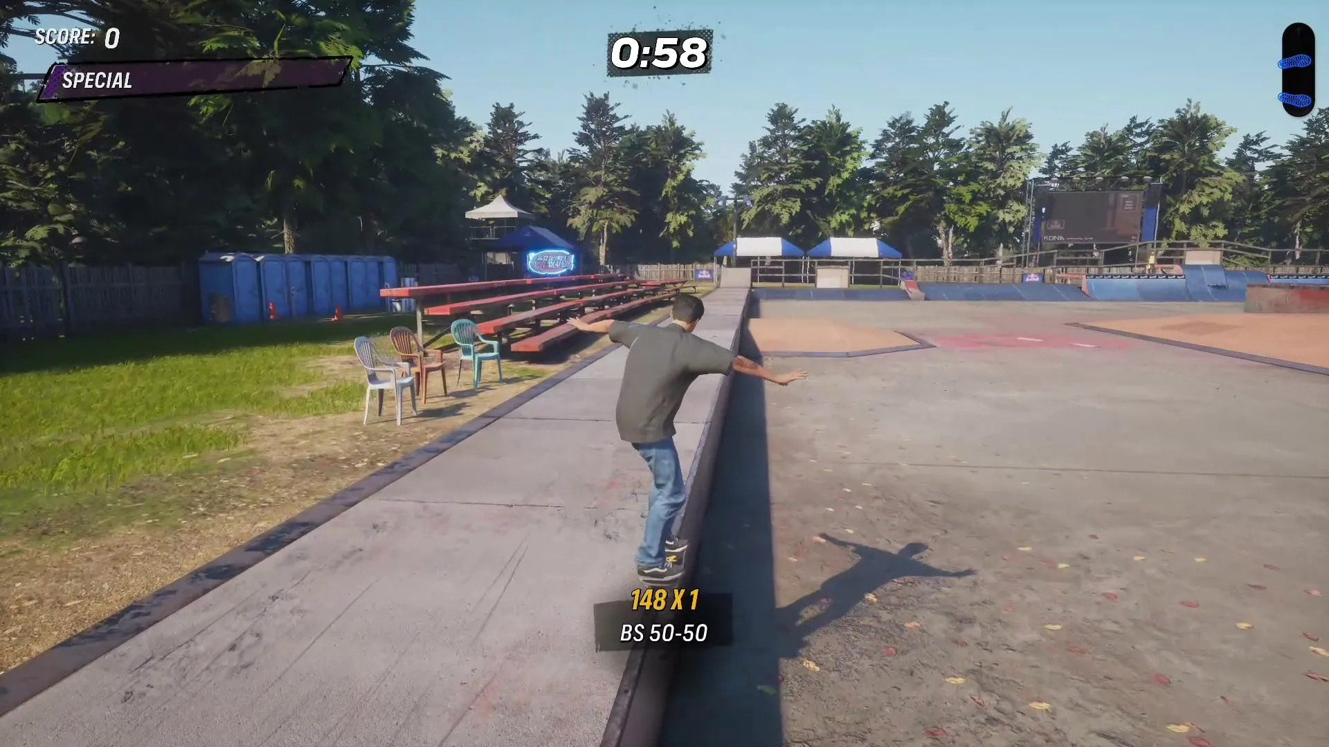 Vị trí Stat Point đầu tiên trên khán đài tại màn Kona trong Tony Hawk's Pro Skater 3 + 4