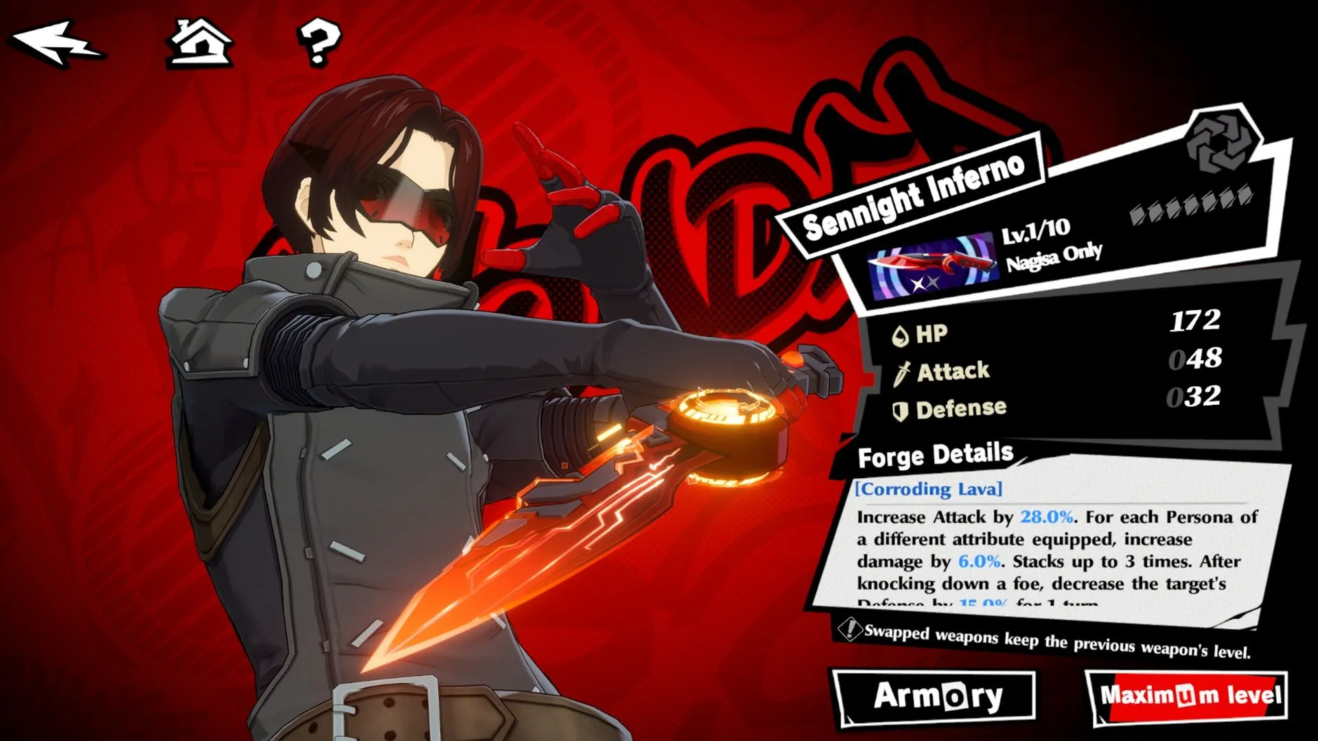 Vũ khí Dagger 5 sao Sennight Inferno cho Wonder, hỗ trợ hiệu quả cho Bui trong Persona 5 The Phantom X