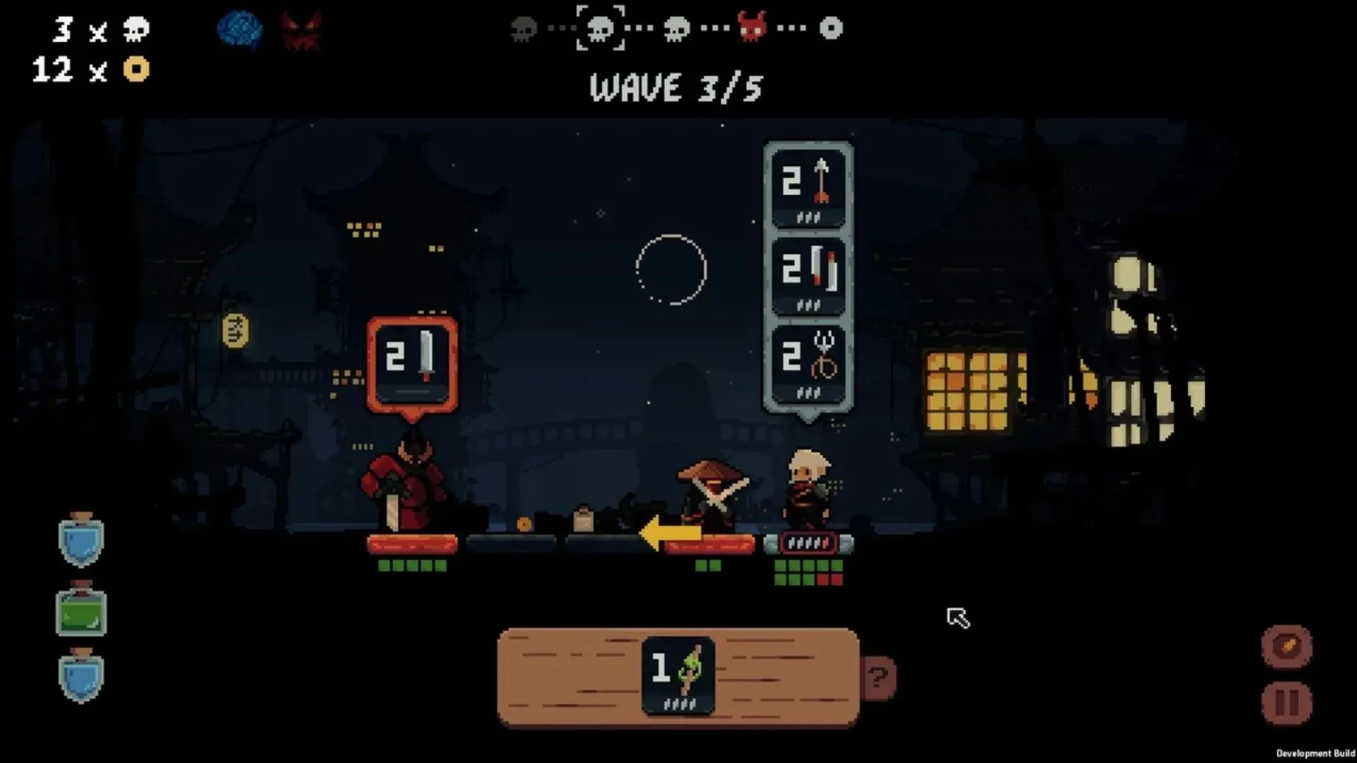 Anh hùng Shogun Showdown sử dụng thẻ bài để di chuyển và tấn công