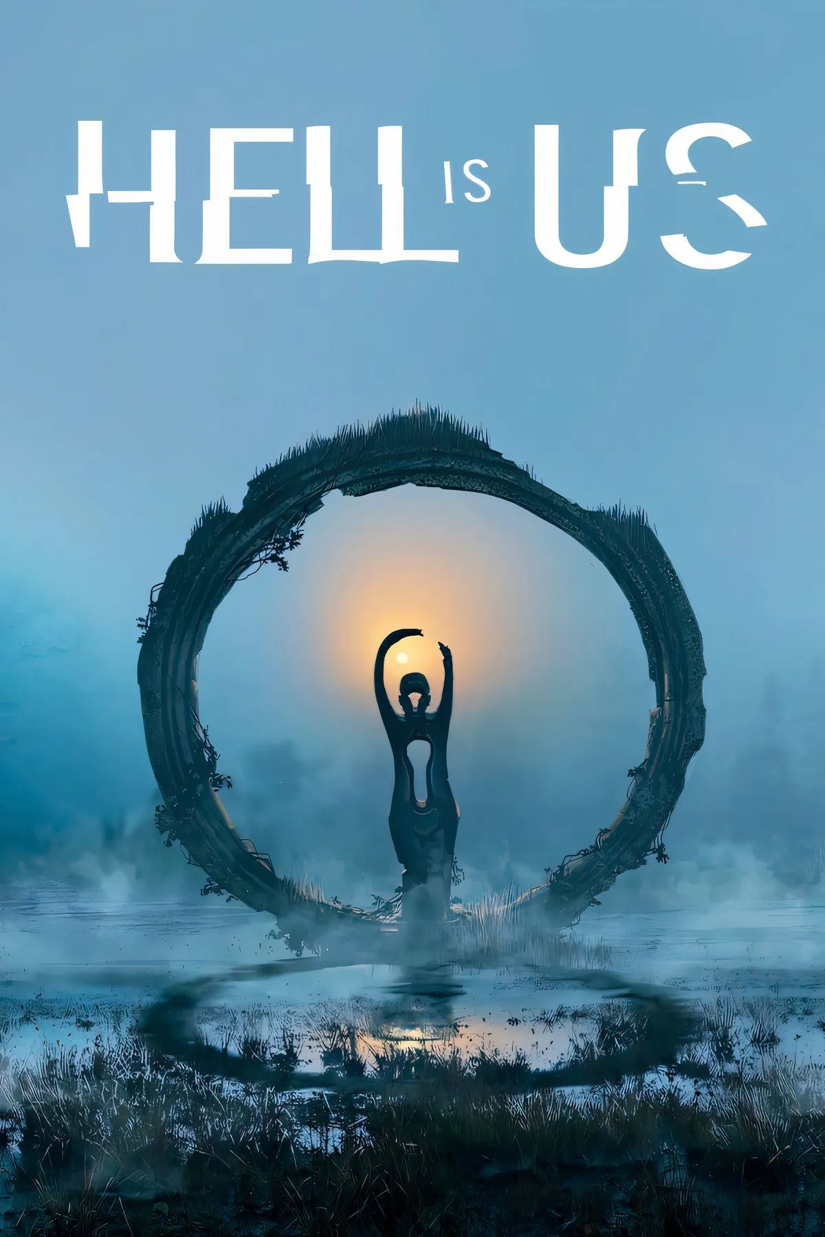 Bìa game Hell Is Us với đồ họa tối màu và nhân vật bí ẩn
