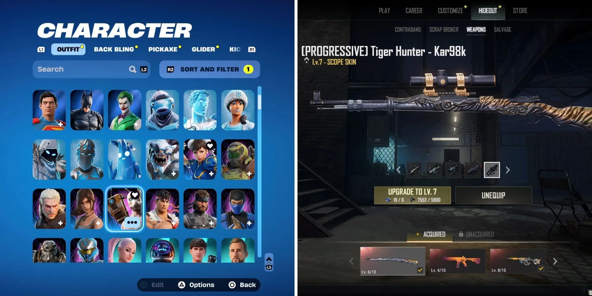 Các nhân vật Fortnite nổi bật với trang phục đa dạng, thể hiện khả năng hợp tác cross-over ấn tượng