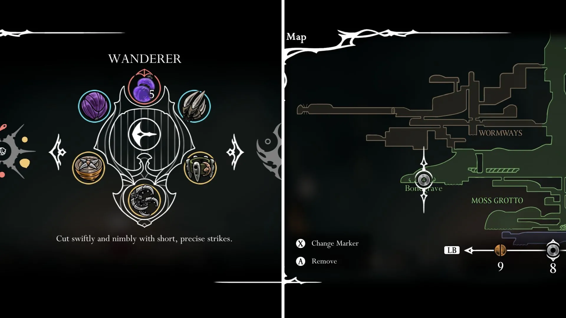 Hornet thể hiện tốc độ tấn công nhanh với Wanderer Crest trong Hollow Knight Silksong