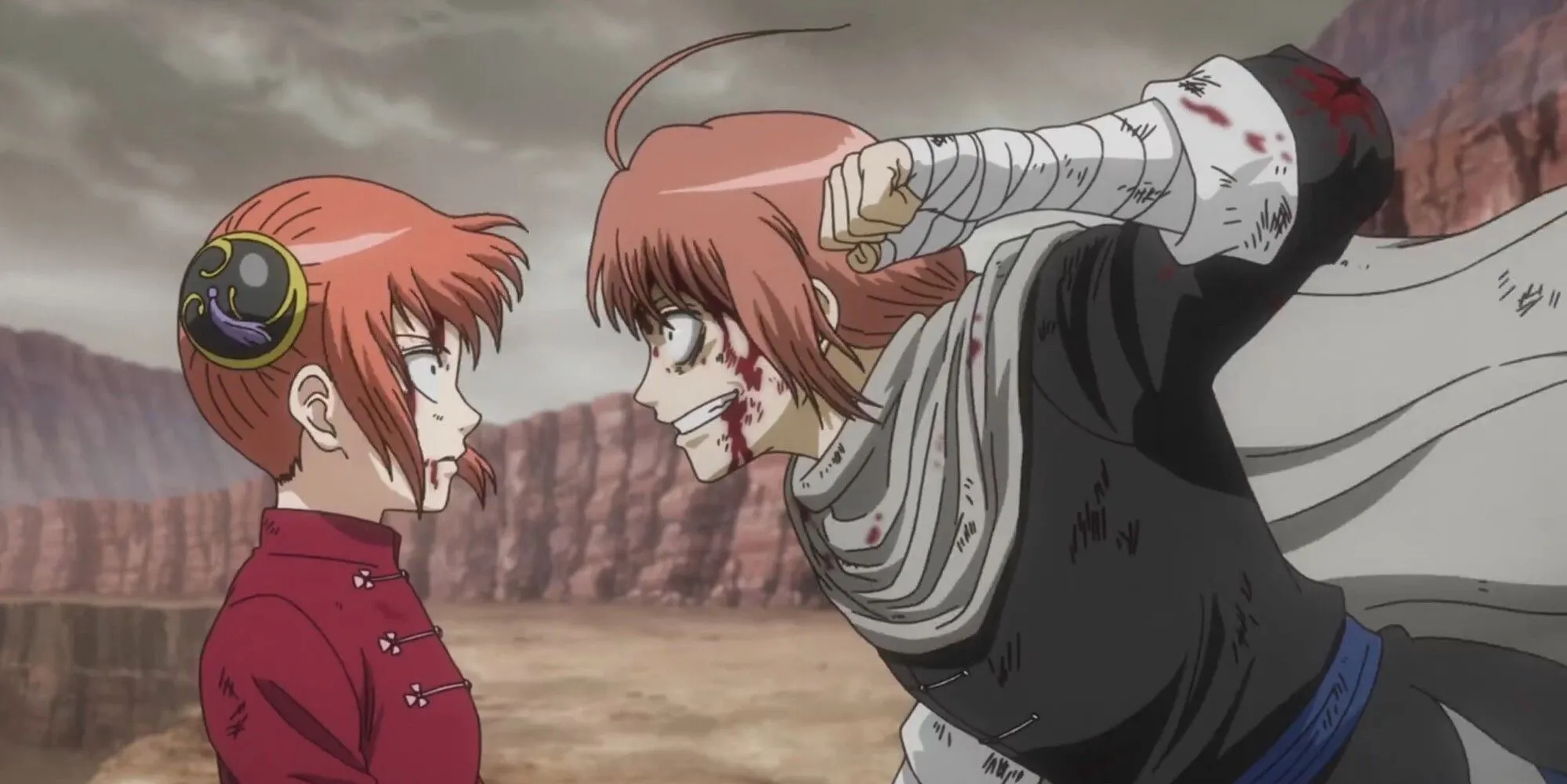 Kamui và Kagura đối mặt nhau, thể hiện tình anh em phức tạp trong Gintama