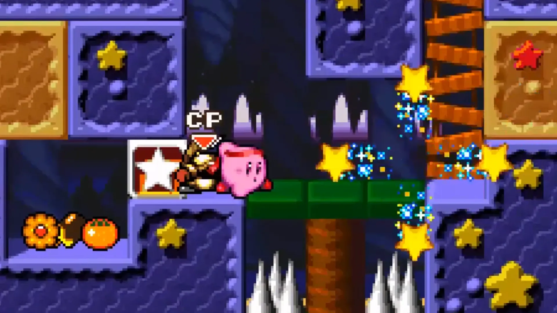 Kirby ở dạng Fighter tấn công kẻ thù trong Kirby Super Star