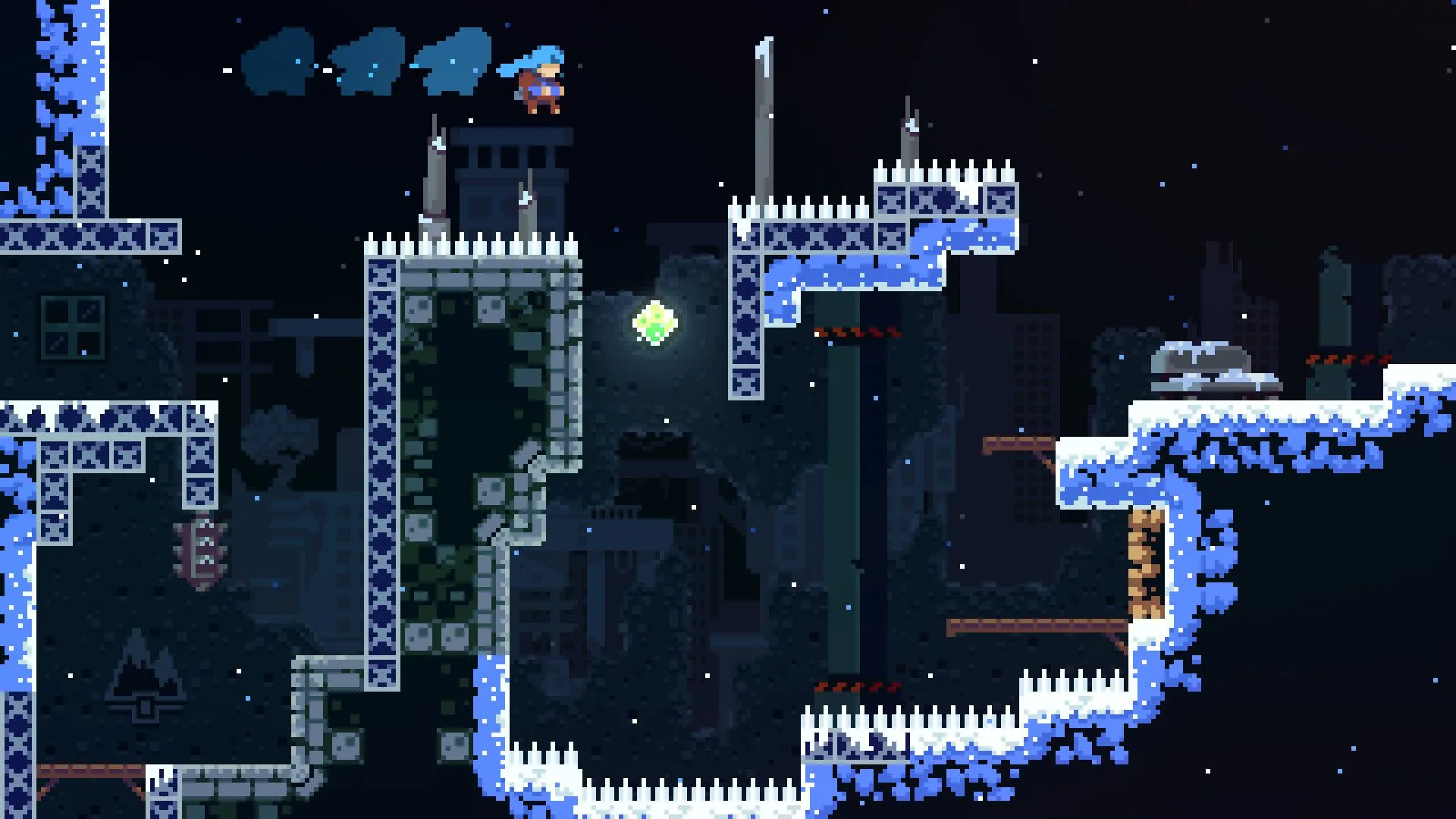 Madeline né tránh chông nhọn trong một màn chơi platformer đầy thử thách của Celeste