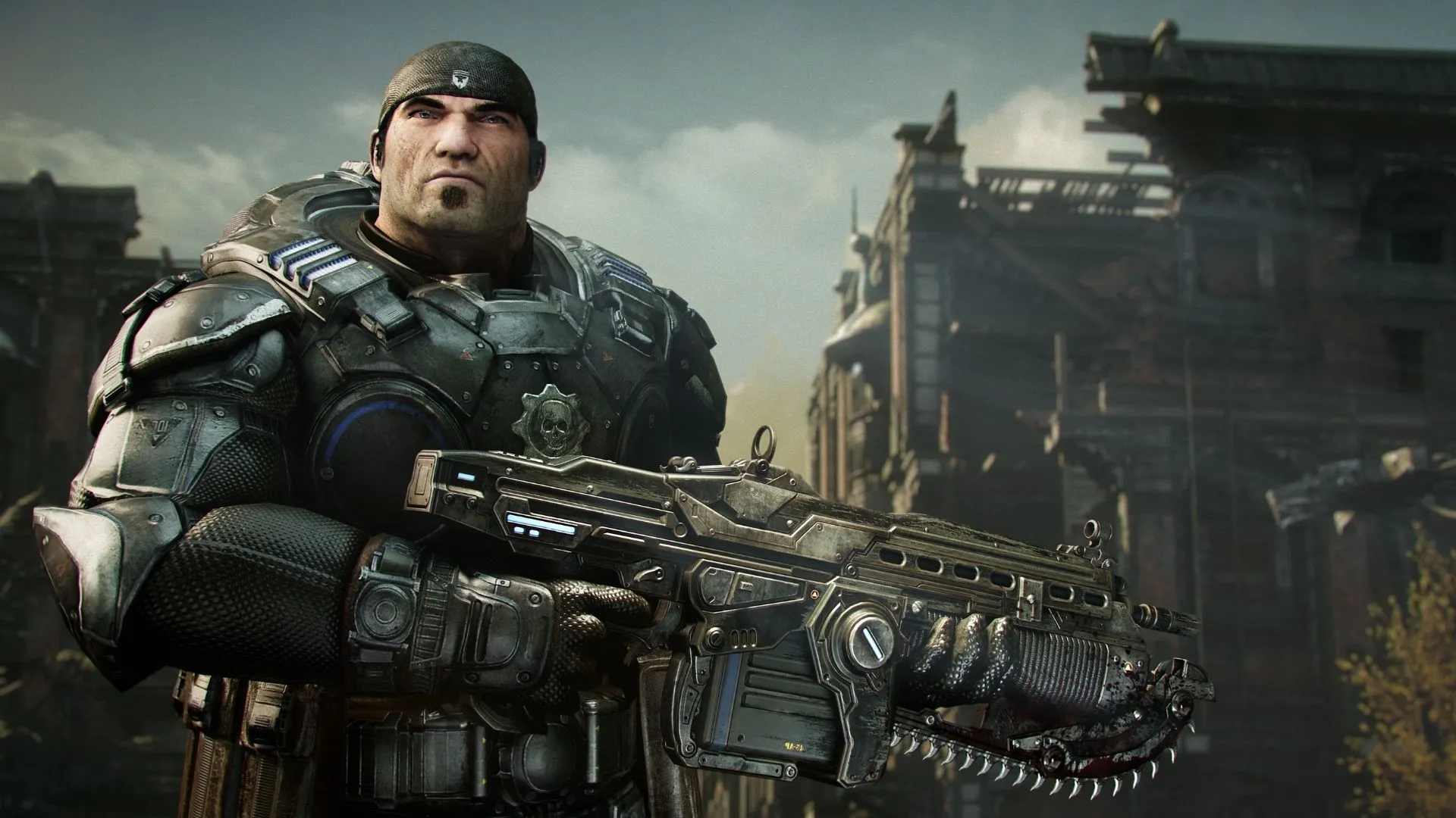 Marcus Fenix với khẩu Gnasher Shotgun trong Gears of War: Reloaded