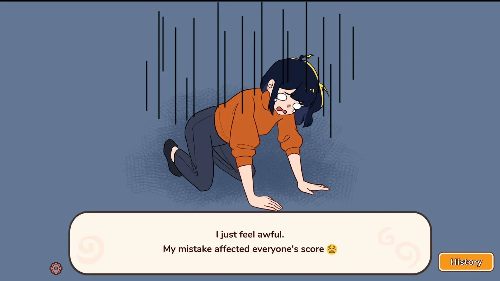 Mary đưa ra lựa chọn trong phân cảnh visual novel của game Little Problems