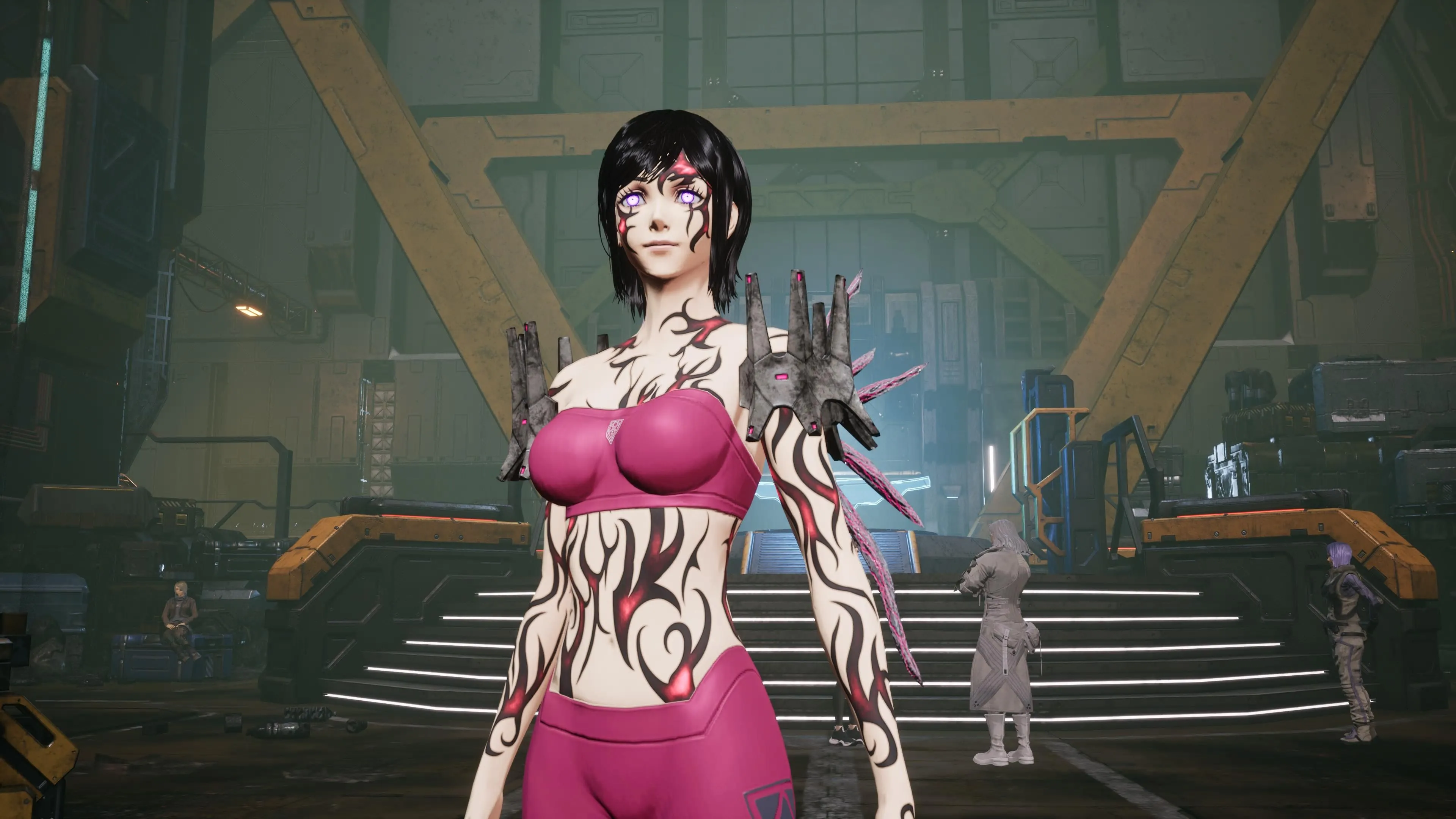 Nhân vật Outer bị biến đổi gen bởi hệ thống Factors trong Daemon X Machina Titanic Scion, thể hiện khía cạnh body horror
