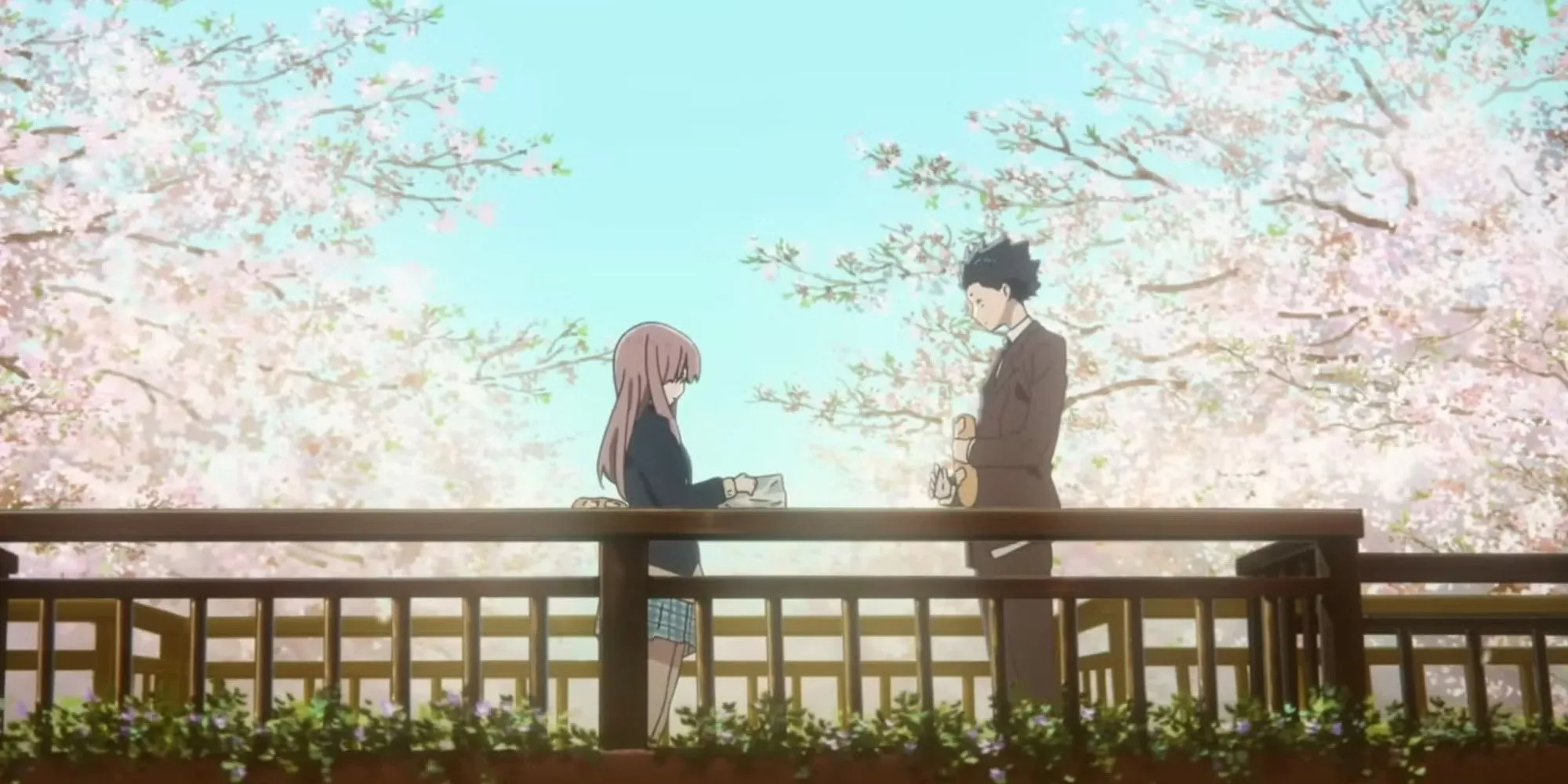 Nishimiya Shouko với vẻ mặt trầm tư, đối diện với những ký ức đau buồn trong bộ phim hoạt hình A Silent Voice.