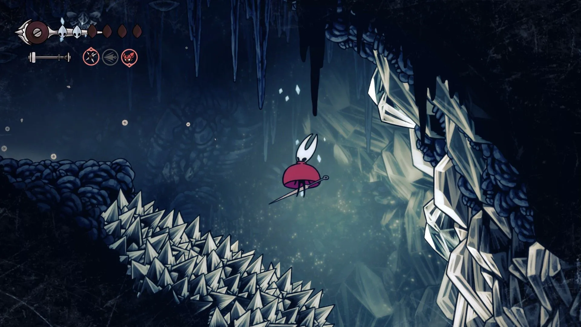 On Fay Mountain, Falling through Spikes in Silksong.
