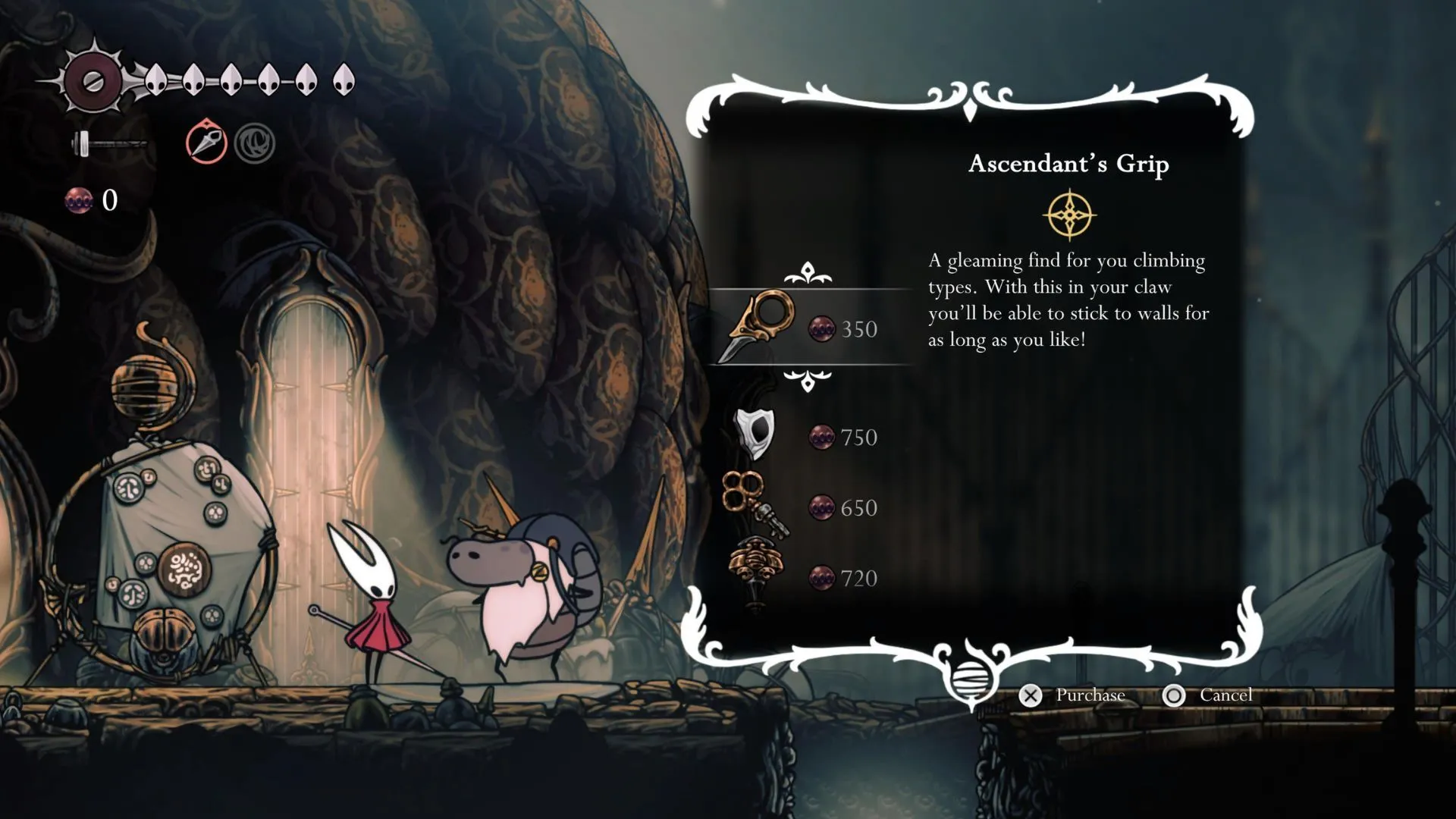 Phần thưởng nhiệm vụ Thương Gia Du Mục trong Hollow Knight Silksong, bao gồm Khóa Đơn Giản thứ hai