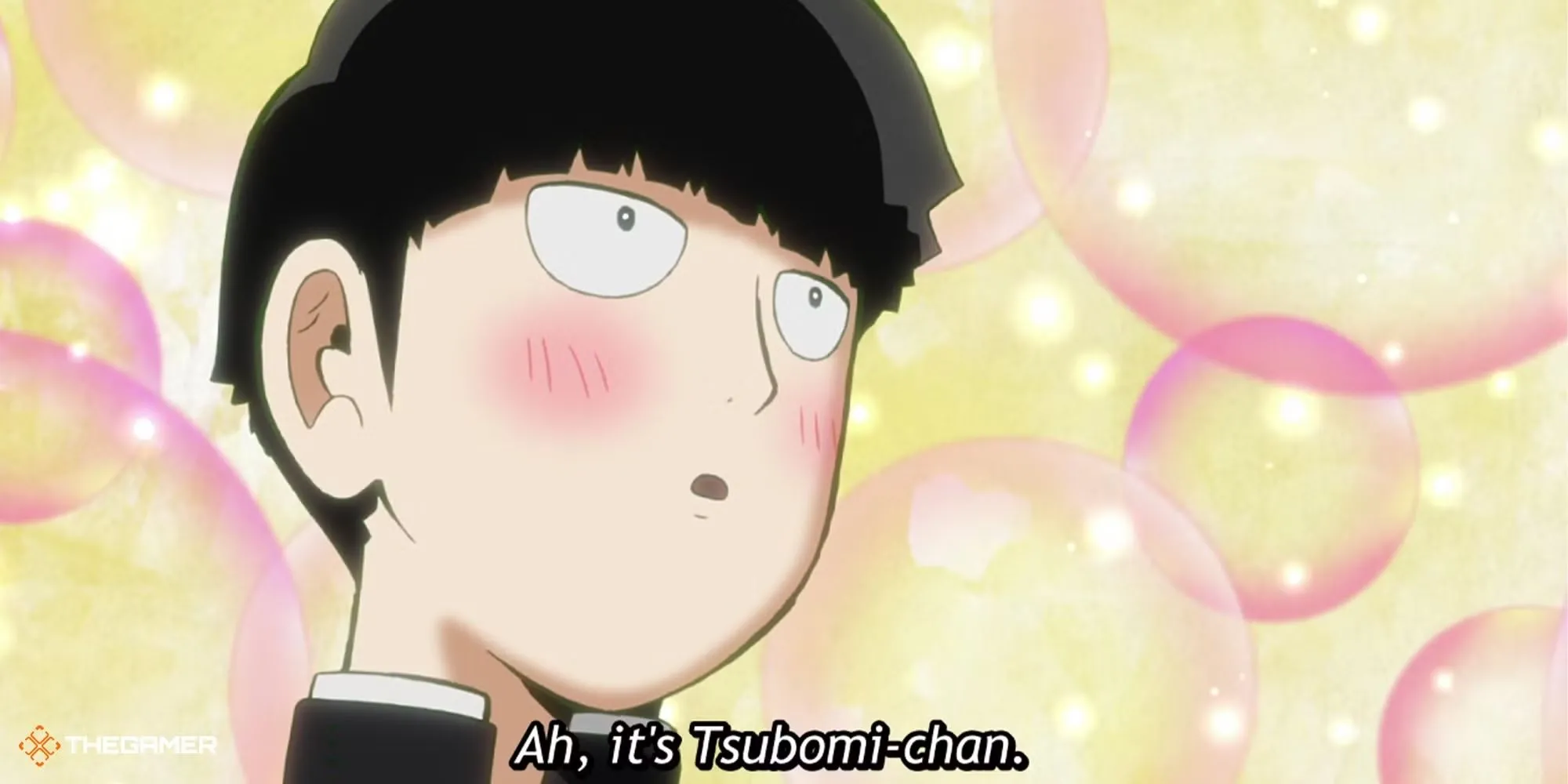 Shigeo 'Mob' Kageyama với biểu cảm lo lắng, cố gắng kiểm soát sức mạnh tâm linh của mình trong Mob Psycho 100.