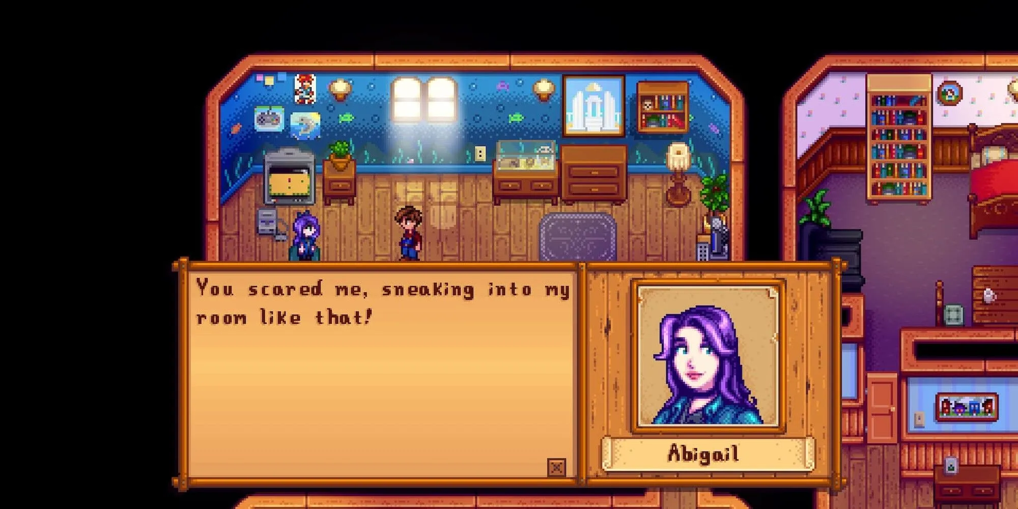 Stardew Valley: Nông dân trò chuyện với Abigail